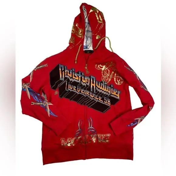 Christian Audigier Hooded Zip zip Sweatshirt